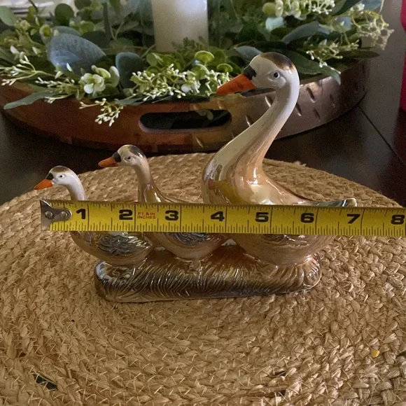 1950’s Vintage Lusterware goose & gosling trio figurine - Picture 6 of 7